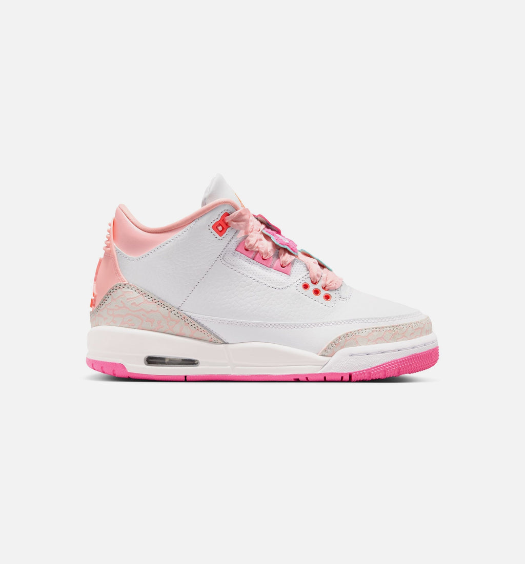 Air Jordan 3 Retro Spring Flowers Grade School Shoes - Pearl Pink Pink Bloom Pink Glow Hyper Orange