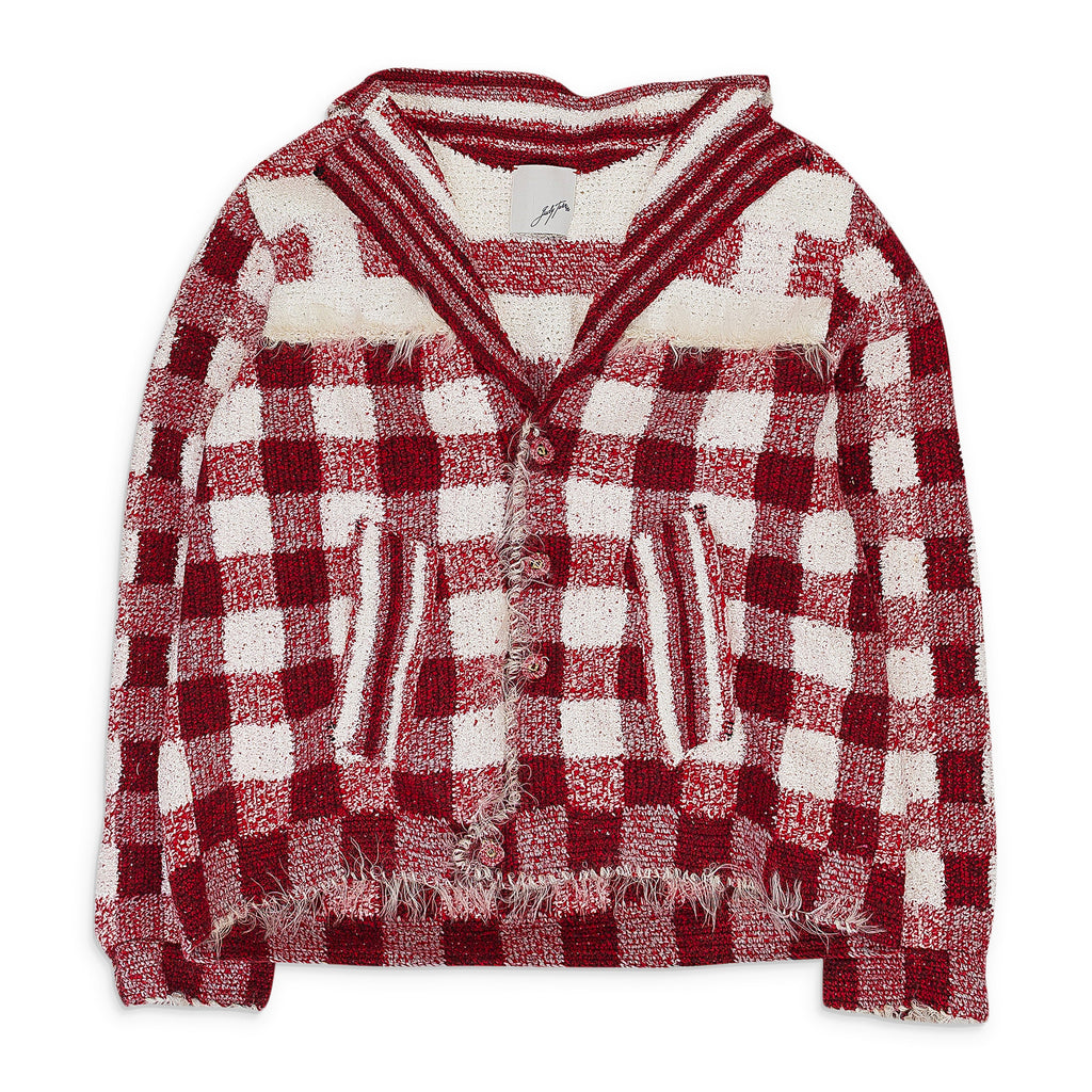 RED/WHITE WIM HAND CROCHET BLAZER