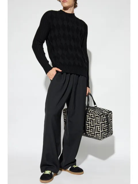 Balmain logo-patch wool jumper