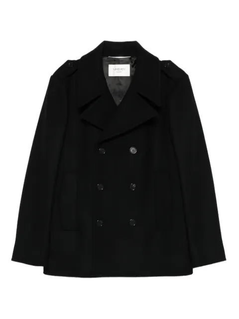 Saint Laurent double-breasted cupro coat
