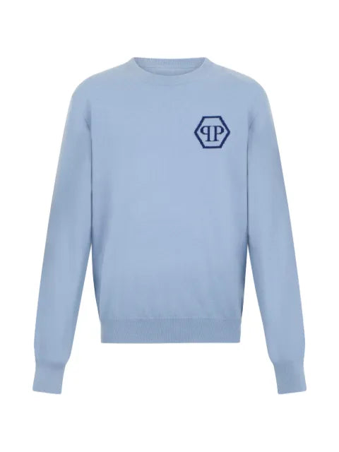 Philipp Plein jacquard hexagon roundneck knitwear
