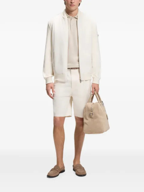 BOSS cotton-knit hybrid jacket with bomber collar