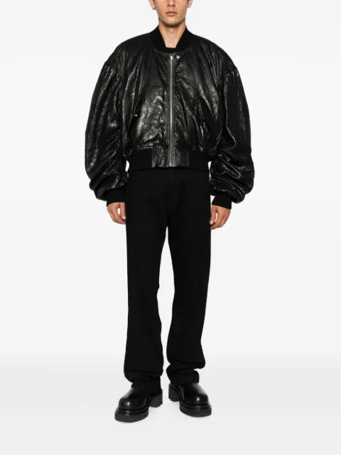 Rick Owens crinkled-leather bomber jacket