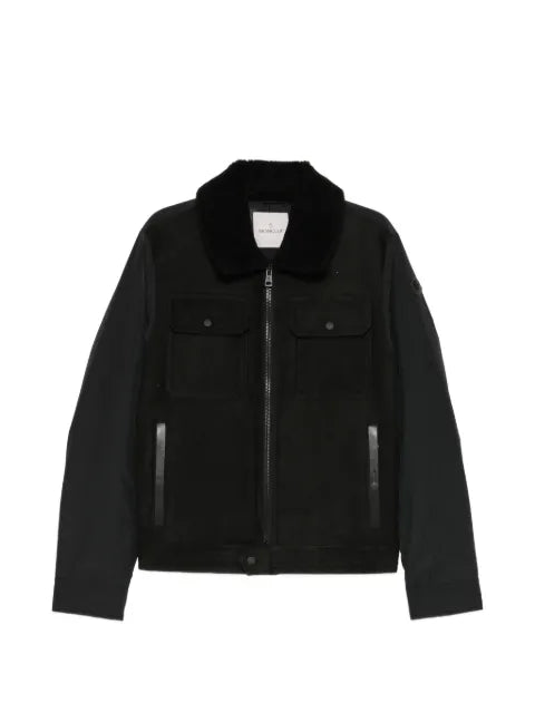 Moncler Zerique shearling & suede short down jacket