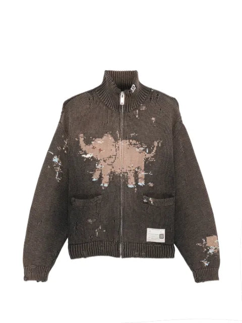 Maison MIHARA YASUHIRO elephant jacquard knit cardigan