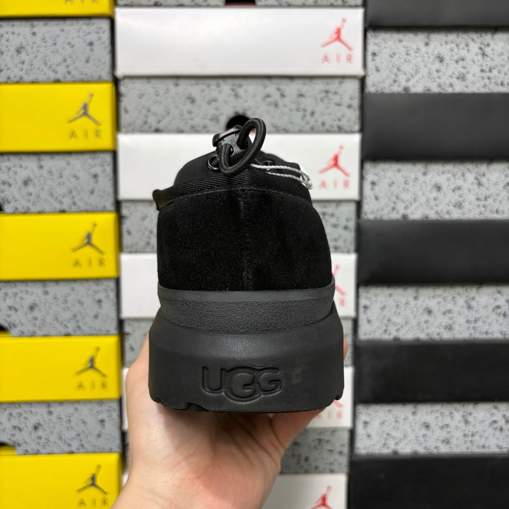 UGG Neumeel Deco Slip-On – Suede Moccasin Sneaker in All Black with Carabiner Collar & Black Lug Sole