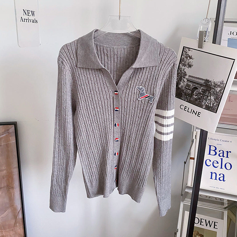 Thom Browne polo neck long sleeve sweater