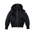 Moose Knuckles Black Bomber Jacket Fox Fur Hood Gold Zip
