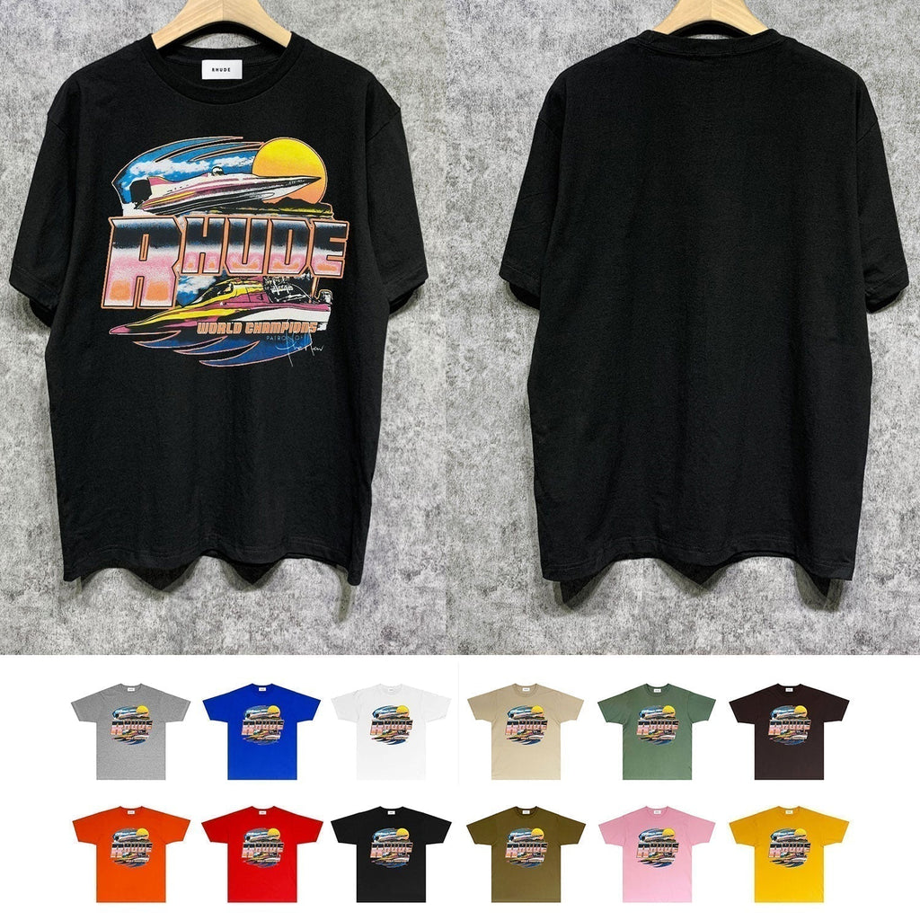Rhude T-shirts Printed Trendy Pure Cotton