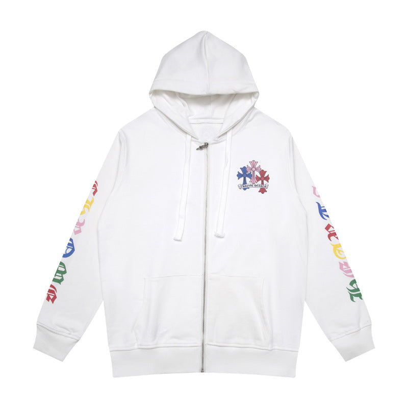 CHH Chrome Heart Hoodie Crowe cotton terry zip-up cardigan hooded sweater