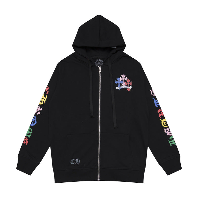 CHH Chrome Heart Hoodie Crowe cotton terry zip-up cardigan hooded sweater