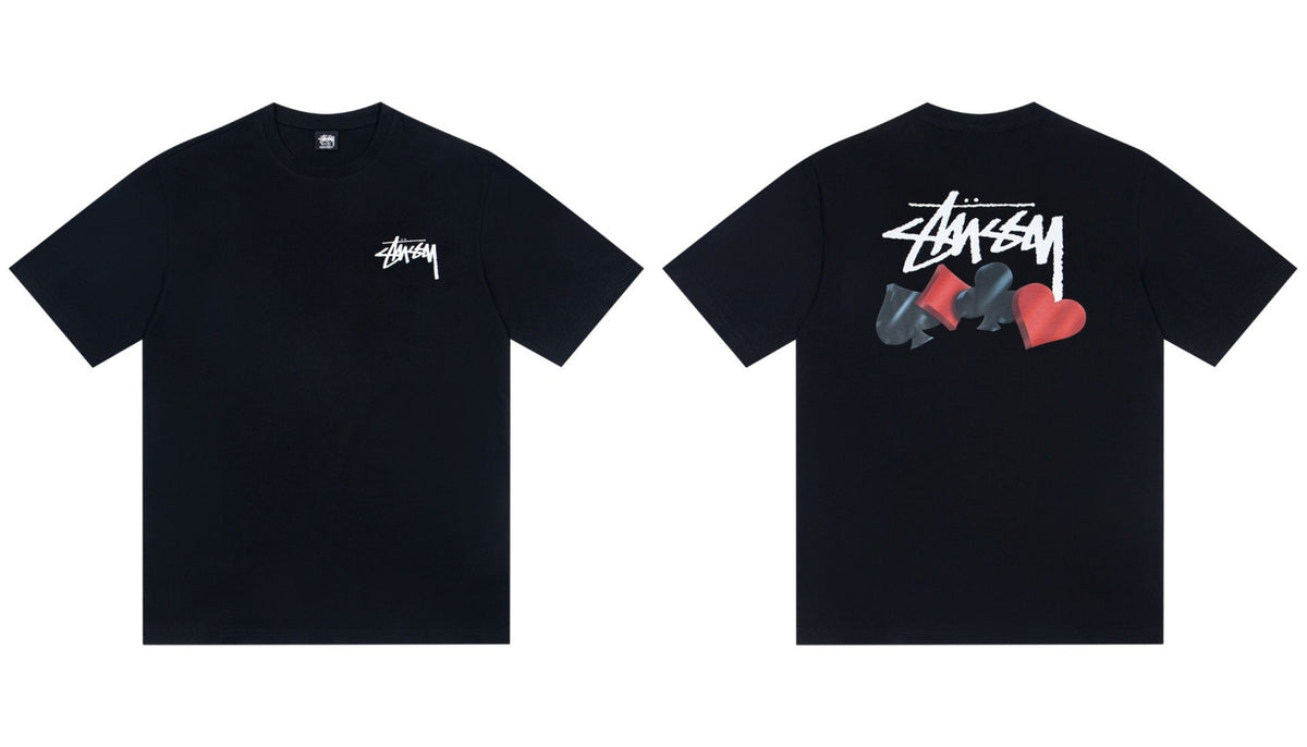 Stussy Playing Card Suits Front And Back Graphic Short Sleeve Tee
