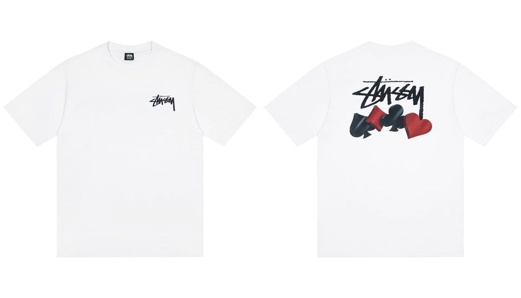 Stussy Playing Card Suits Front And Back Graphic Short Sleeve Tee