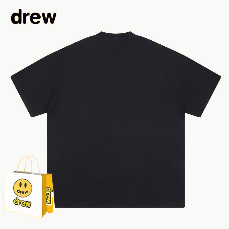 Drew T-shirts Flame Smiley Face Short Sleeve Print
