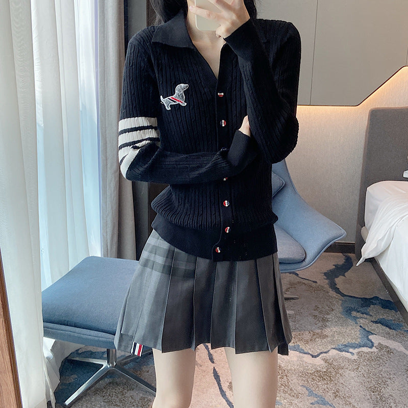 Thom Browne polo neck long sleeve sweater
