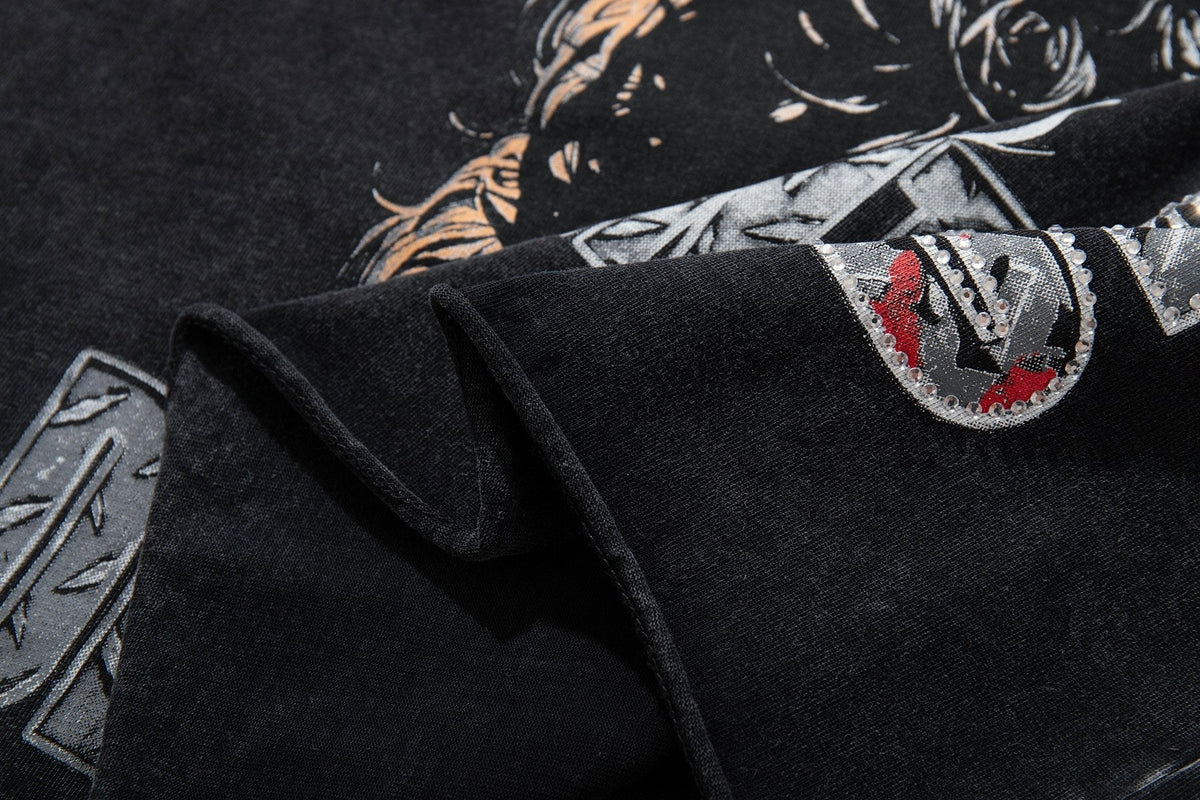 MAJESTIK Washed Black Graphic T-Shirt