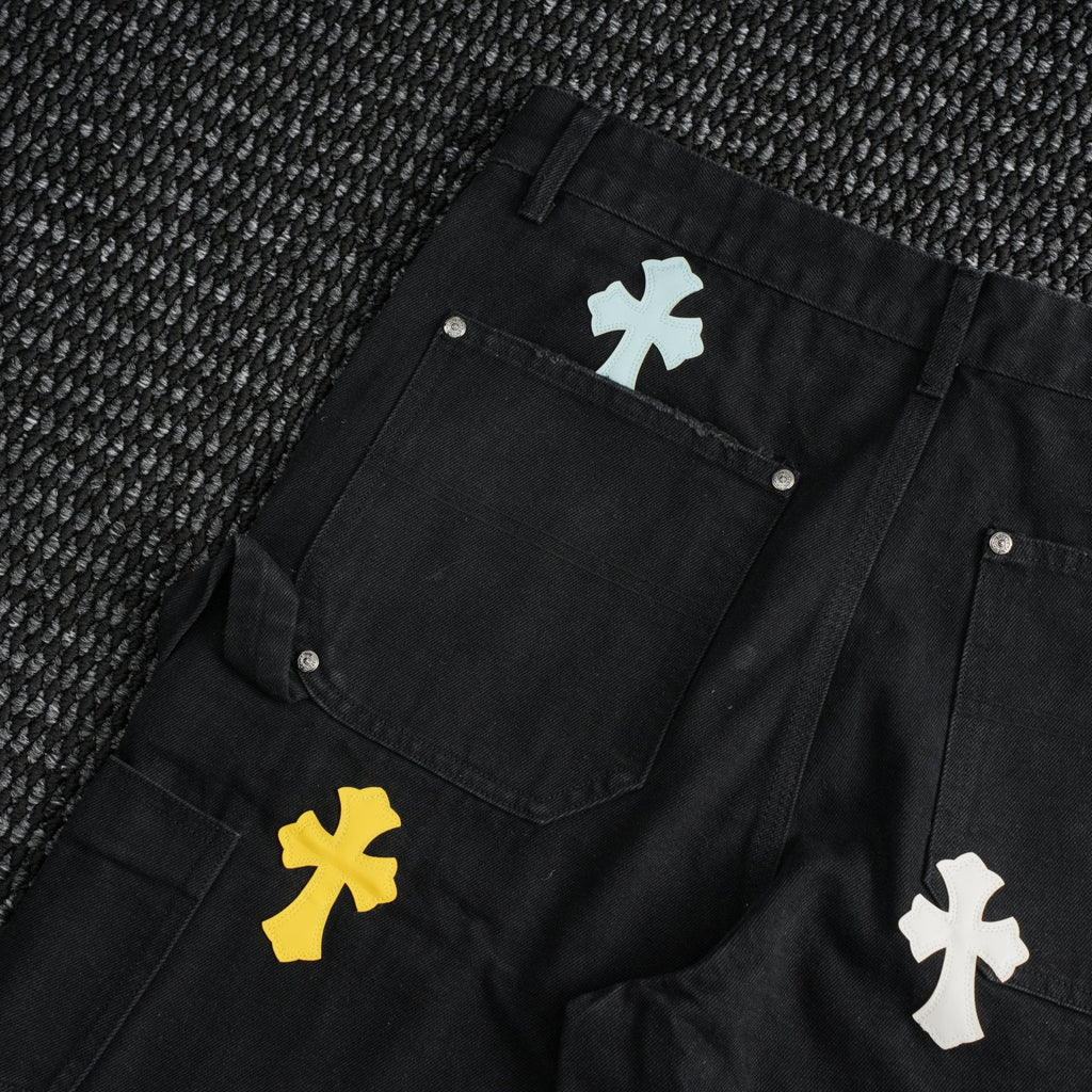 Chrome Hearts Cross Applique Black Denim Shorts