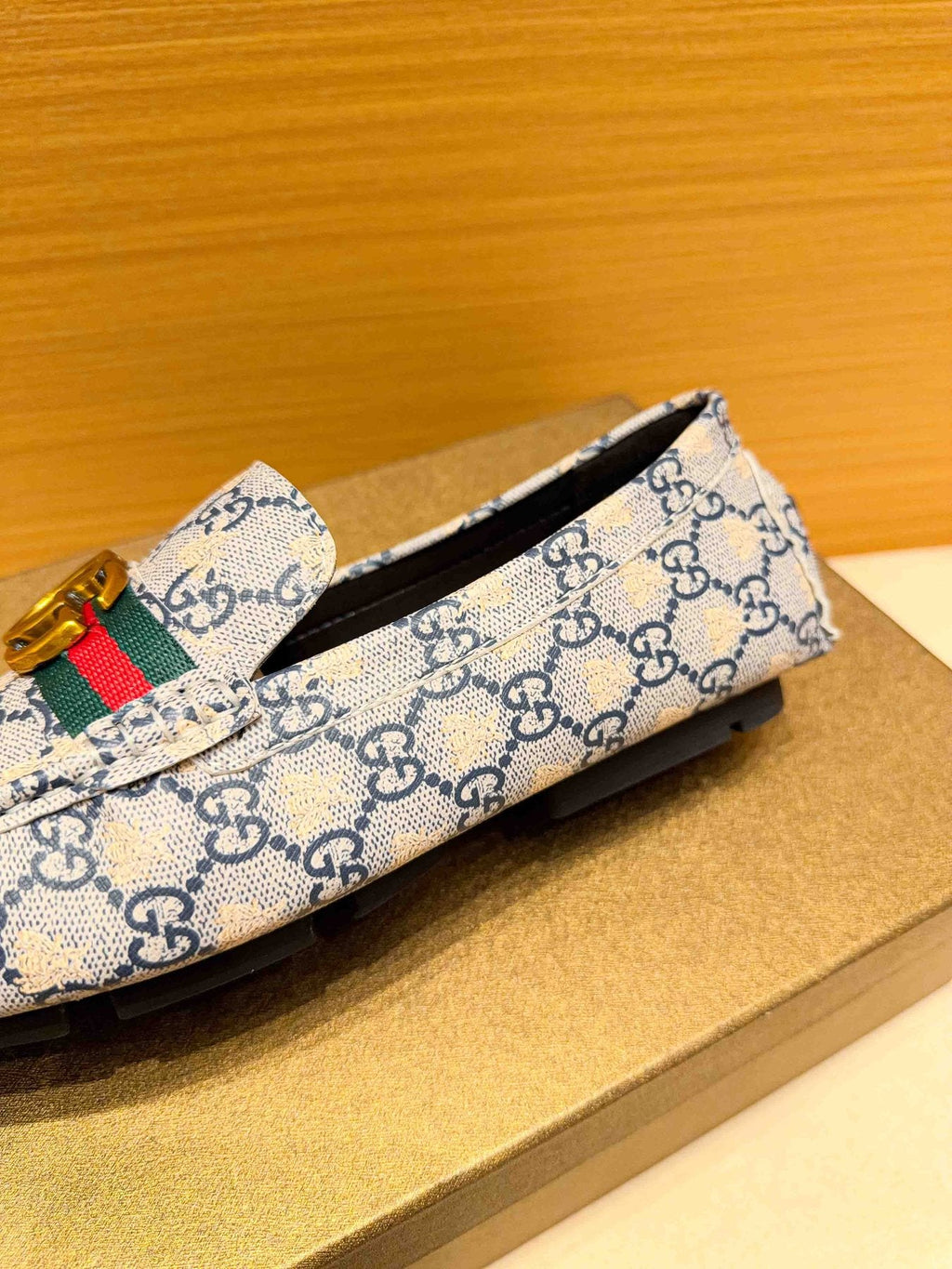 Gucci Monogram Stripe Slip-On Loafers