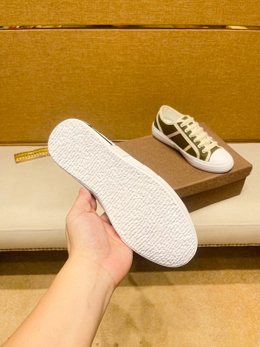 Olive Green and White Low-Top Sneakers