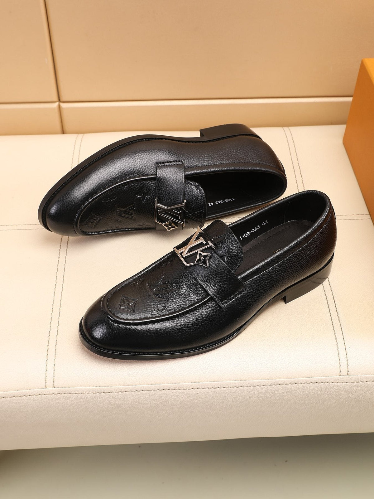 Louis Vuitton Black Embossed Loafers