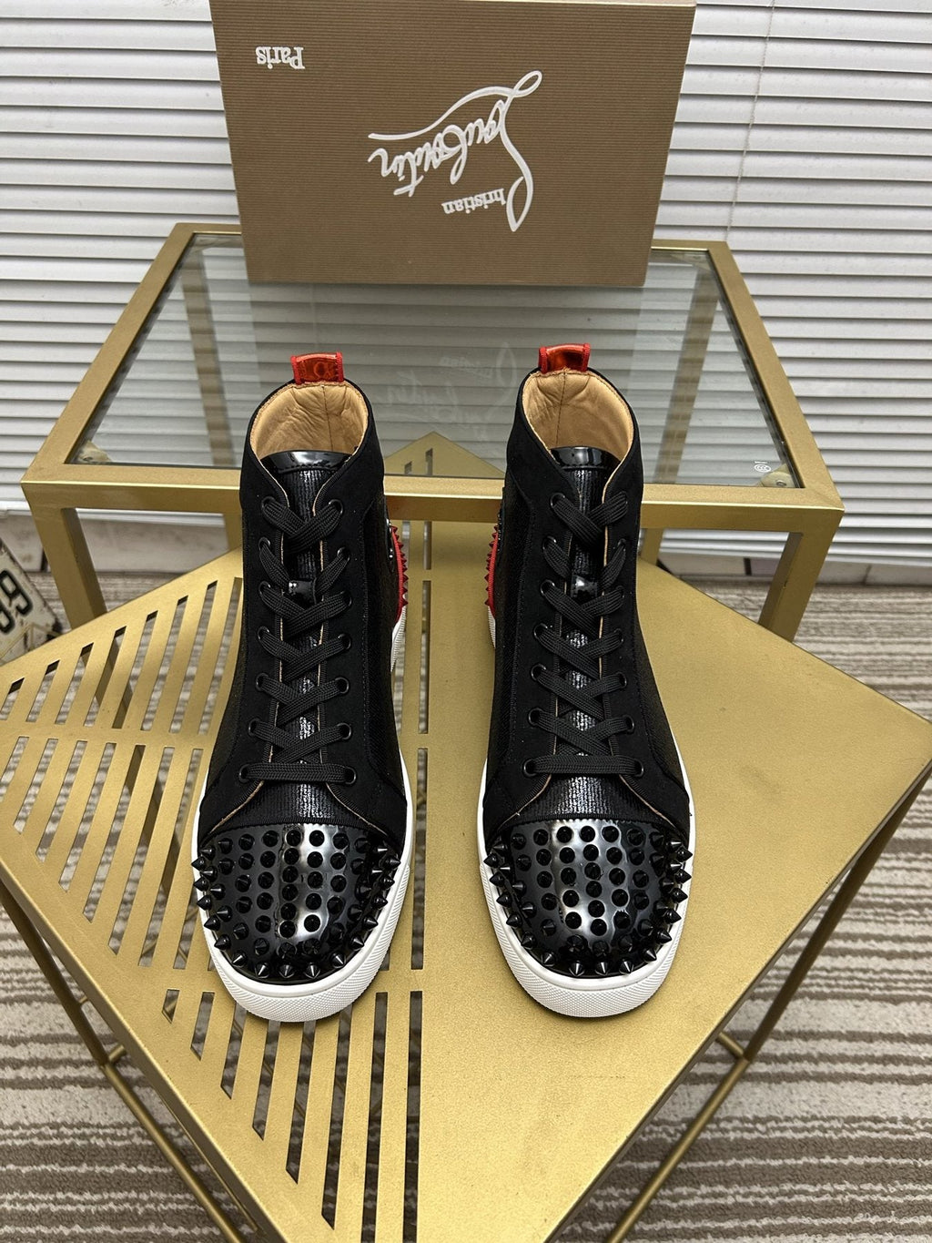 Christian Louboutin Perforated Toe High-Top Sneakers