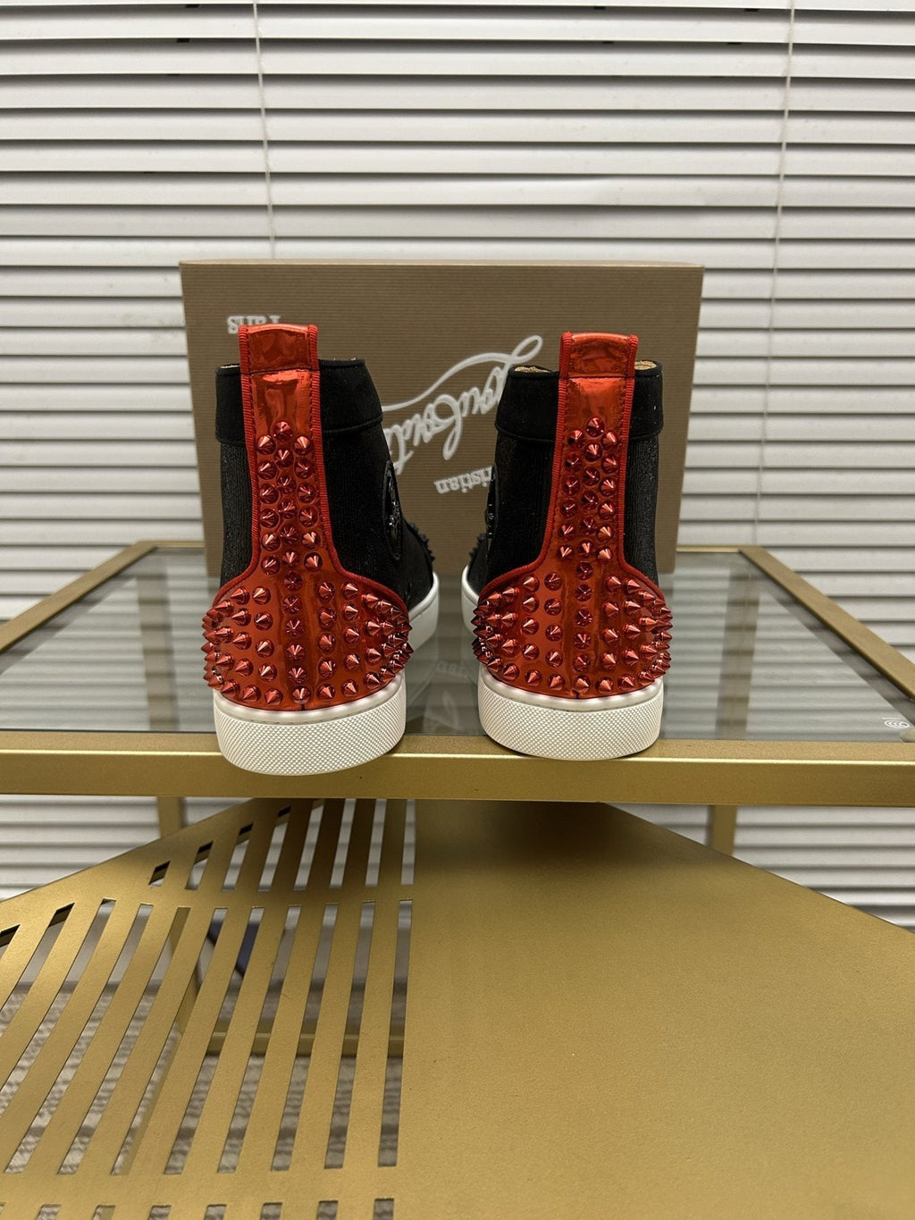 Christian Louboutin Perforated Toe High-Top Sneakers
