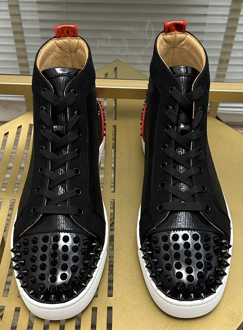 Christian Louboutin Perforated Toe High-Top Sneakers