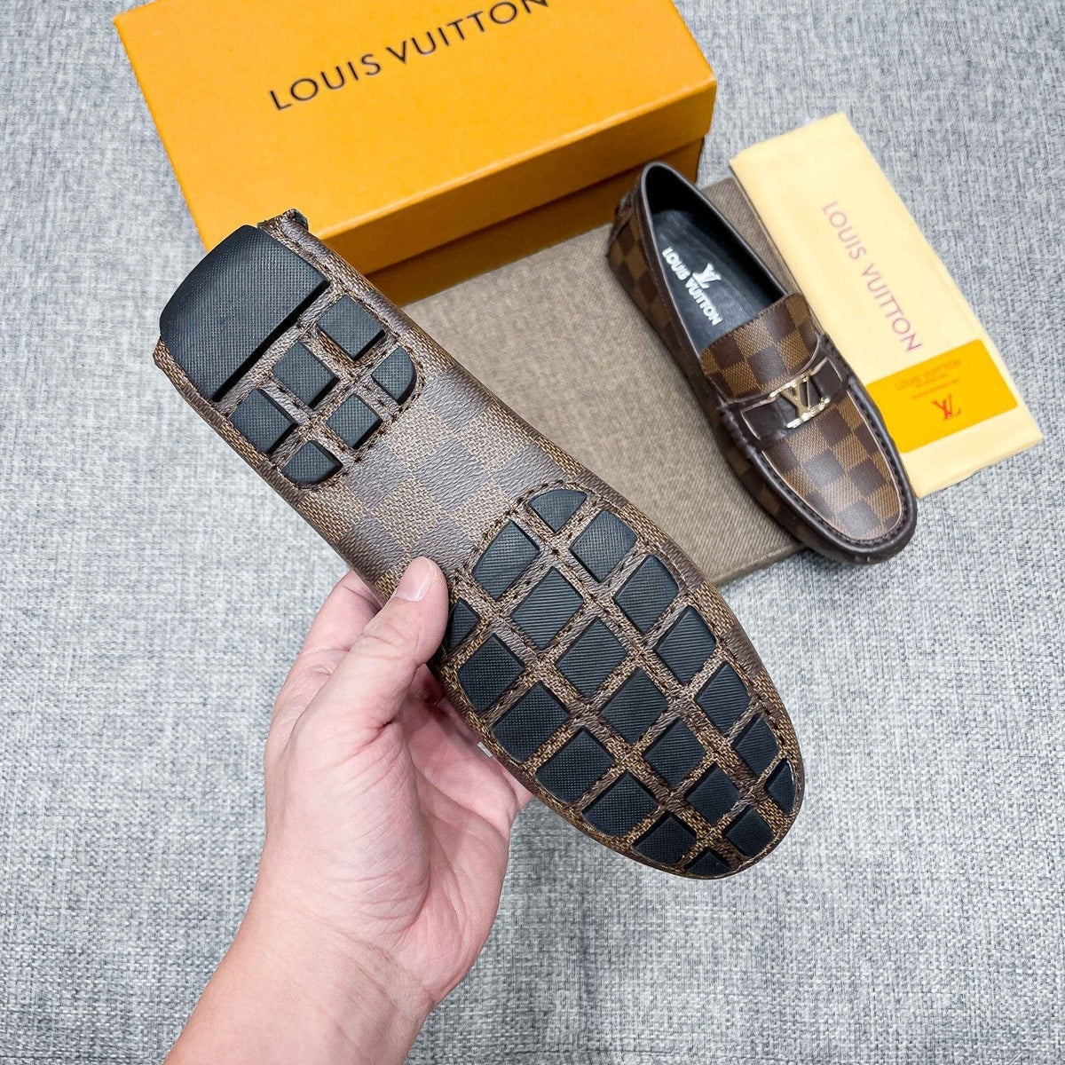 Louis Vuitton Men's Brown Checkered Loafers