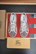 Burberry Navy Floral Print Low-Top Sneakers
