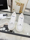 CHANEL Women's White Platform Low-Top Sneakers
