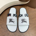 Burberry Plaid-Trim Slide Sandals