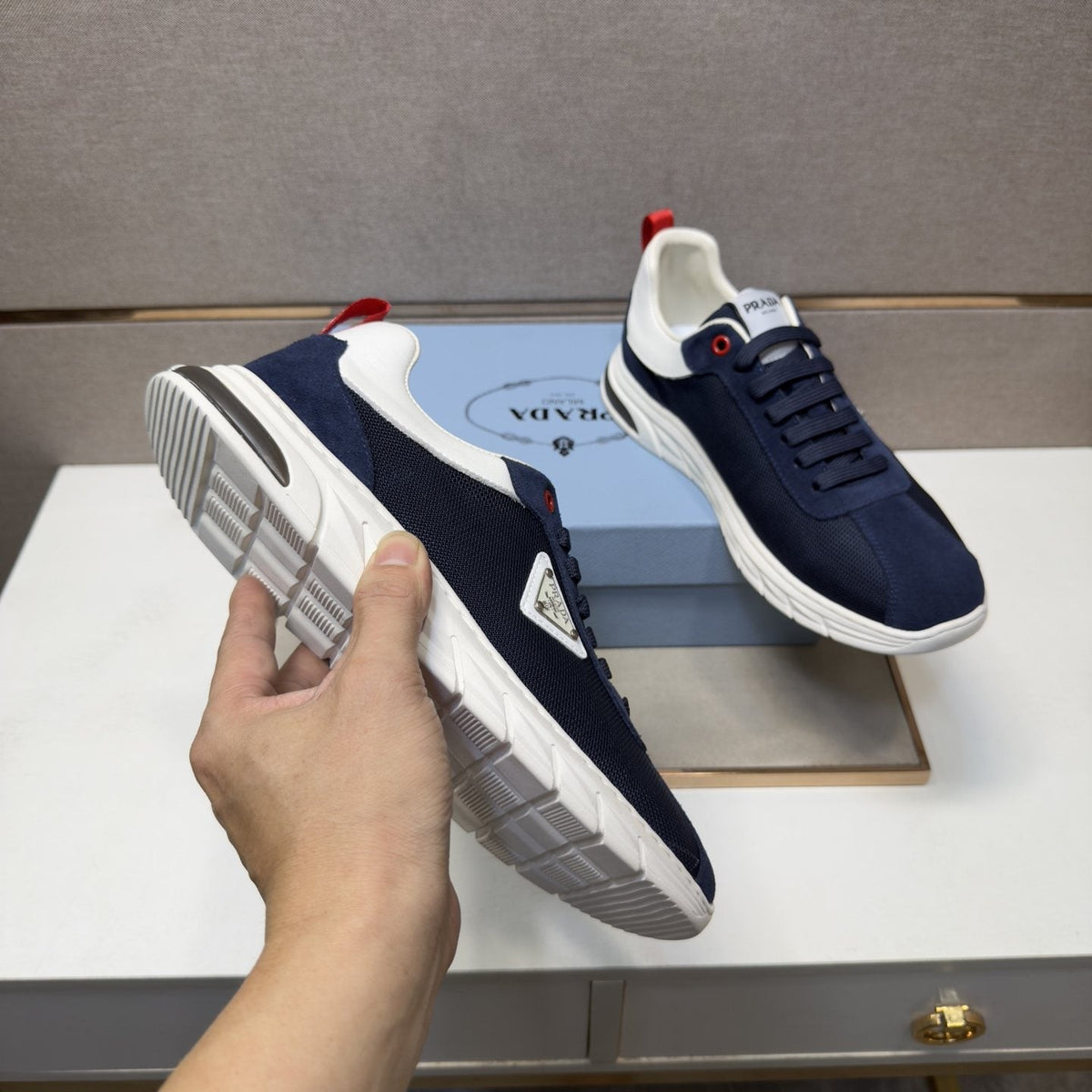 Prada Paneled Low-Top Sneakers