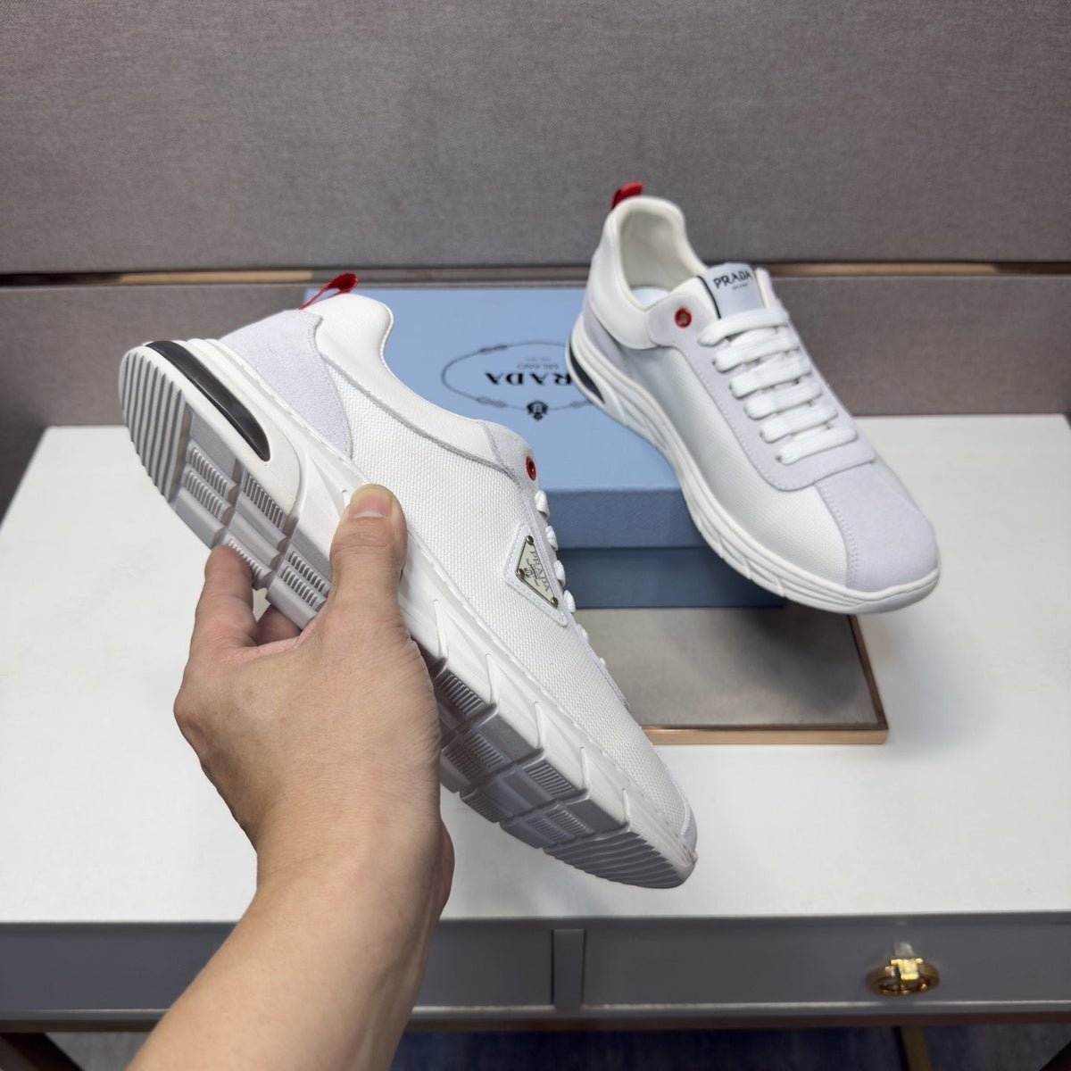 Prada Paneled Low-Top Sneakers