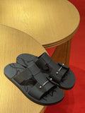 Christian Louboutin Men's Double-Buckle Mules - Black with Red Sole